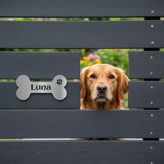 Hundeknochen-Schild am Zaun