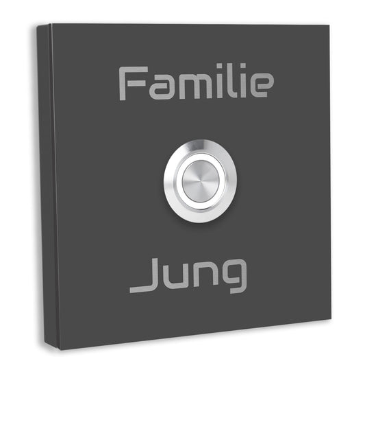 Edelstahl Aufputz Türklingel Anthrazit  Pulverbeschichtet individuell personalisierbar.