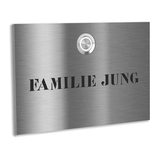 Edelstahl Unterputz Türklingel London individuell personalisierbar Lasergravur