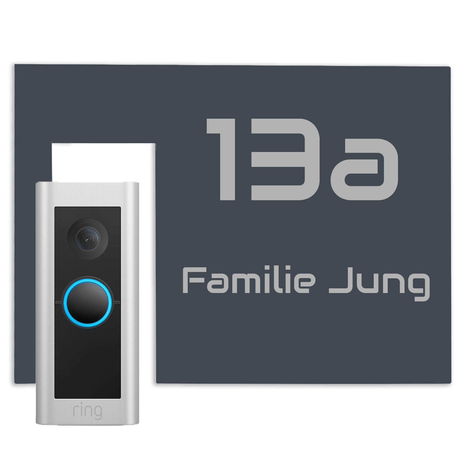 Modernes Türschild für  Video Ring Doorbell  2 Pro Anthrazit RAL 7016 pulverbeschichtet, individuell personalisierbar