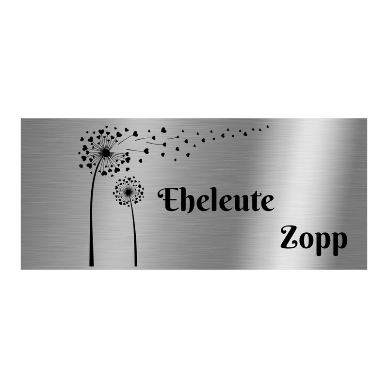 V2A Edelstahlschild in verschiedenen Größen, individuell personalisierbar.
