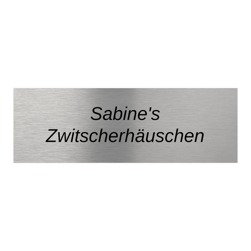 V2A Edelstahlschild in verschiedenen Größen, individuell personalisierbar.