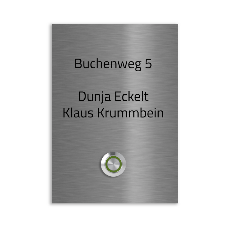 Trier 17 x 12 cm Edelstahl (V2A) Türklingel - mit Gravur - Edelstahl gebürstet oder RAL 7016 anthrazit - LED - Aufputz / Unterputz