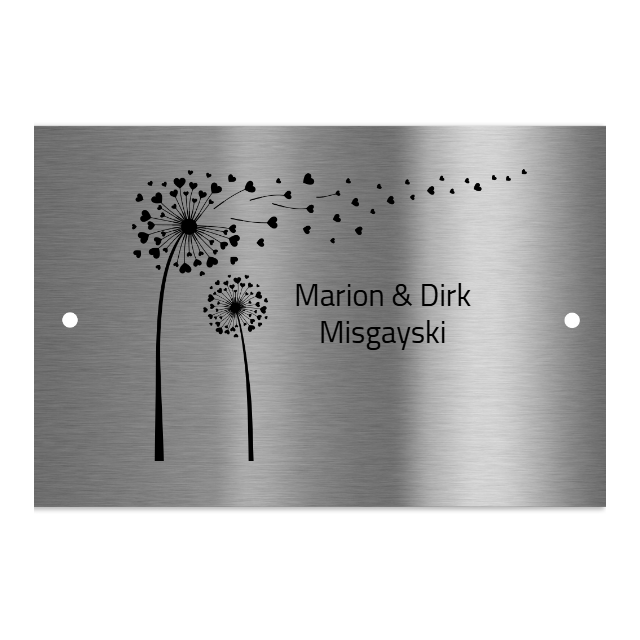 V2A Edelstahlschild in verschiedenen Größen, individuell personalisierbar.