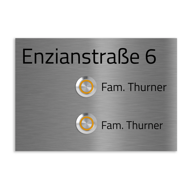 Lübeck 17 x 12 cm Edelstahl (V2A) Türklingel für Zweifamilienhäuser - mit Gravur - Anthrazit / Weiß pulverbeschichtet - LED - Aufputz / Unterputz