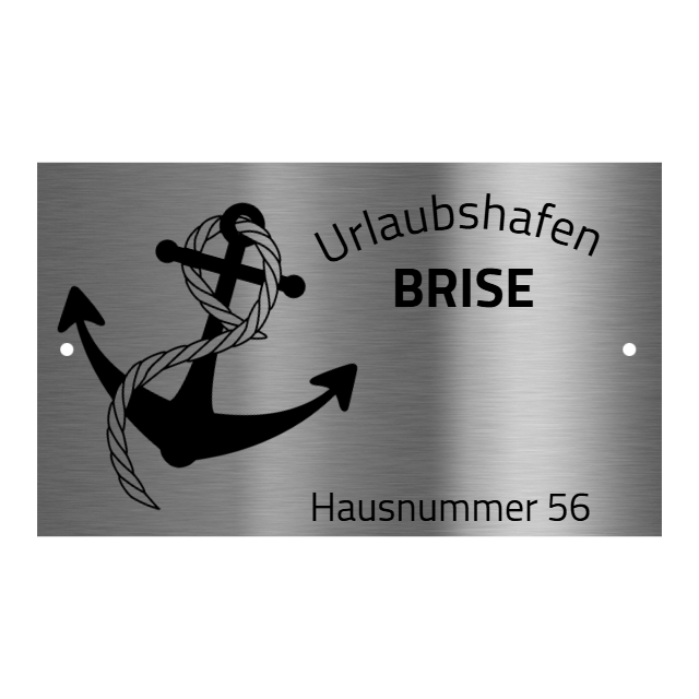 V2A Edelstahlschild in verschiedenen Größen, individuell personalisierbar.