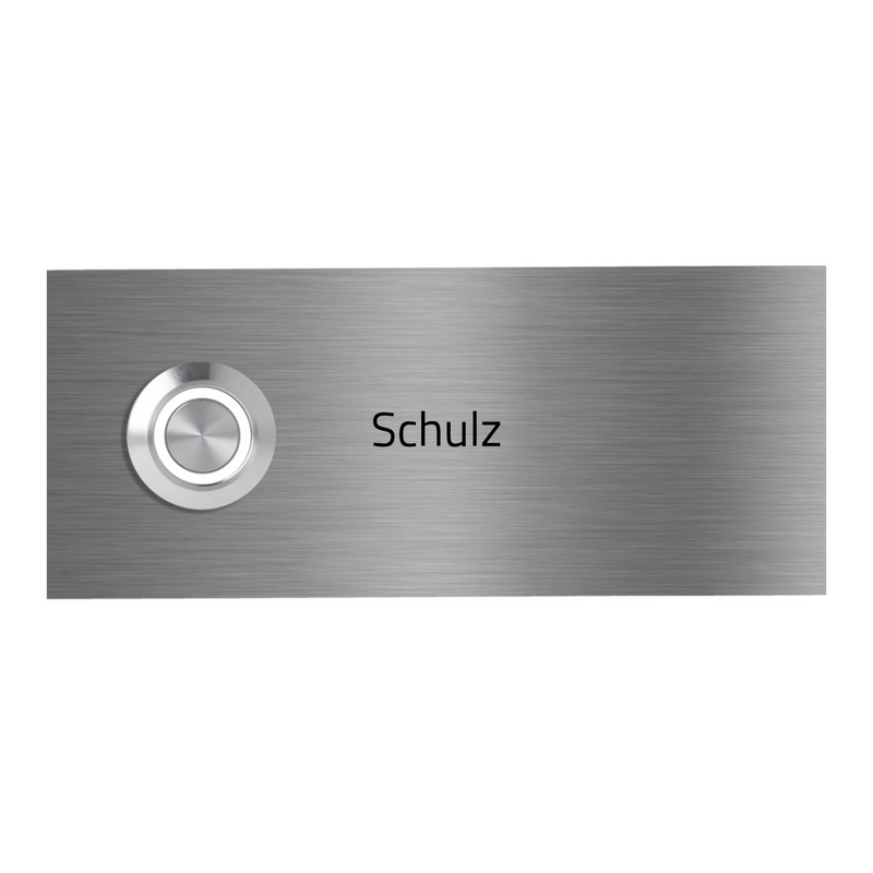 Mainz (12 x 5 cm, 15 x 7 cm,18 x 10 cm) Edelstahl (V2A) Türklingel - mit Gravur - Anthrazit / Weiß / Edelstahl - LED - Unterputztürklingel