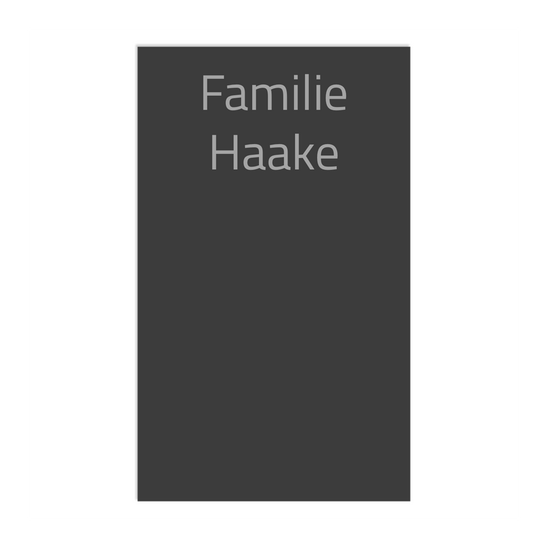 Farbige Edelstahlschilder in verschiedenen Größen. Individuell personalisierbar 40 Schriftarten über 200 Motive.