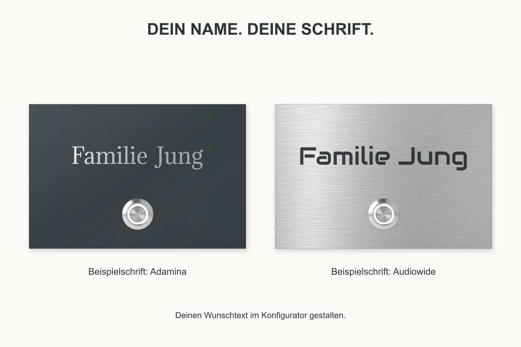 London Schriftbeispiele Adamina und Audiowide, Familie und Jung in gleicher Schriftgröße