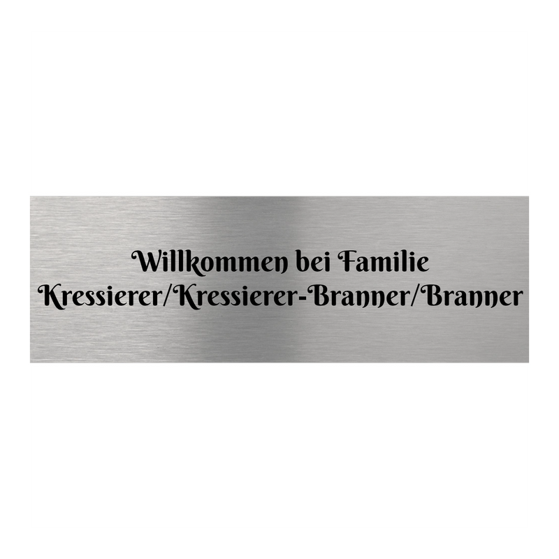 V2A Edelstahlschild in verschiedenen Größen, individuell personalisierbar.