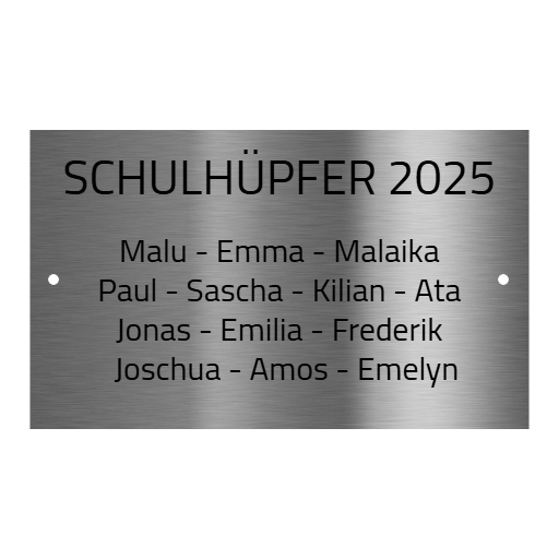 V2A Edelstahlschild in verschiedenen Größen, individuell personalisierbar.