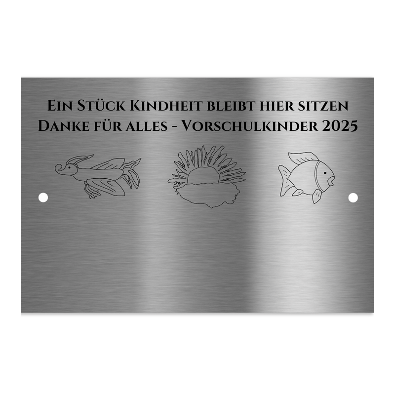 V2A Edelstahlschild in verschiedenen Größen, individuell personalisierbar.