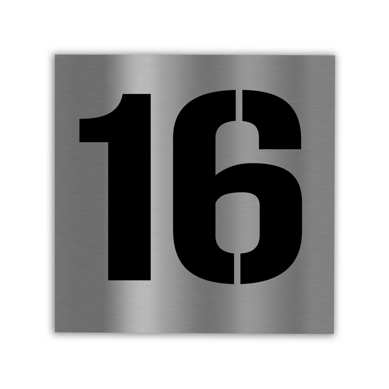 Edelstahl / Acryl Hausnummernschild 25×25 cm Hausnummer ausgelasert