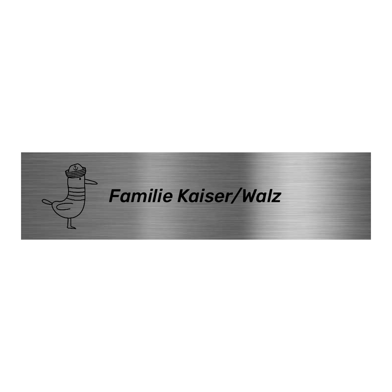 V2A Edelstahlschild in verschiedenen Größen, individuell personalisierbar.