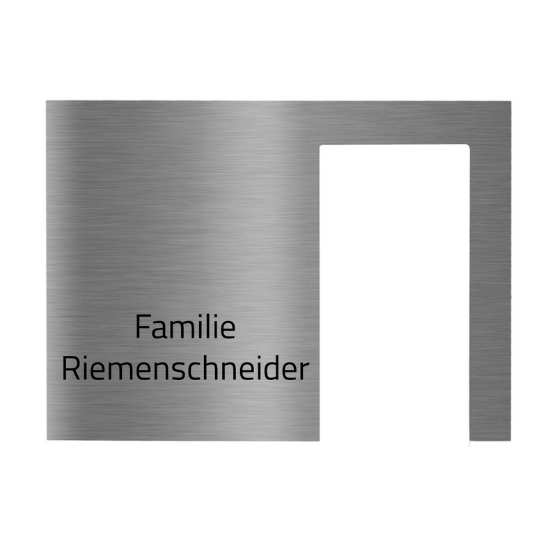 Dekorschild für "Ring Akku-Videotürklingel, Akku-Videotürklingel Plus und Akku-Videotürklingel Pro" aus V2A Edelstahl - 200 x 145 mm oder bei Gravur oben 100 X 200 mm- Weiß / Anthrazit pulverbeschichtet oder Edelstahl gebürstet