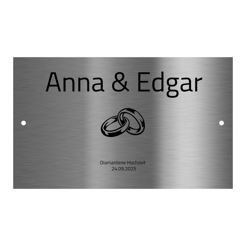 V2A Edelstahlschild in verschiedenen Größen, individuell personalisierbar.