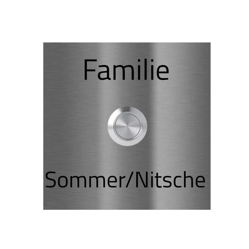 V2A Edelstahl Türklingel Bochum 8x8cm LED - Lasergravur UV-Druck - Anthrazit Weiß