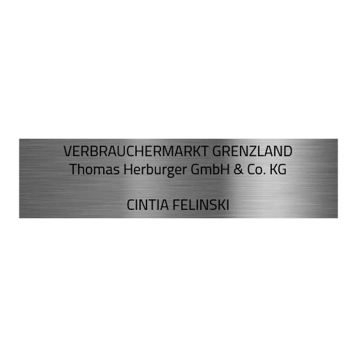 V2A Edelstahlschild in verschiedenen Größen, individuell personalisierbar.