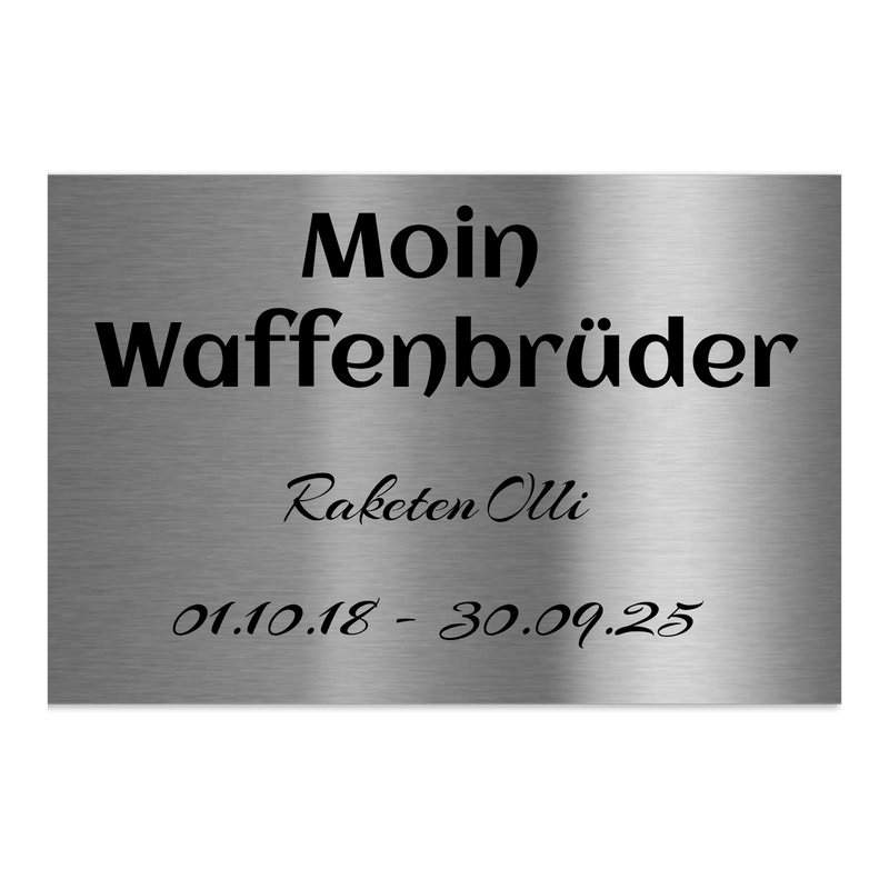 V2A Edelstahlschild in verschiedenen Größen, individuell personalisierbar.