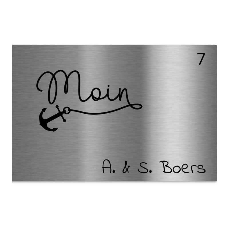 V2A Edelstahlschild in verschiedenen Größen, individuell personalisierbar.