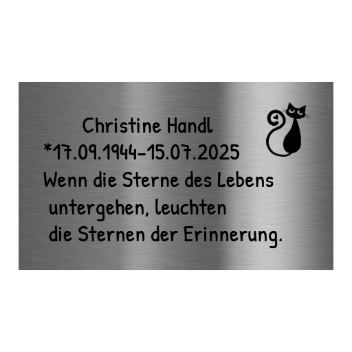 V2A Edelstahlschild in verschiedenen Größen, individuell personalisierbar.