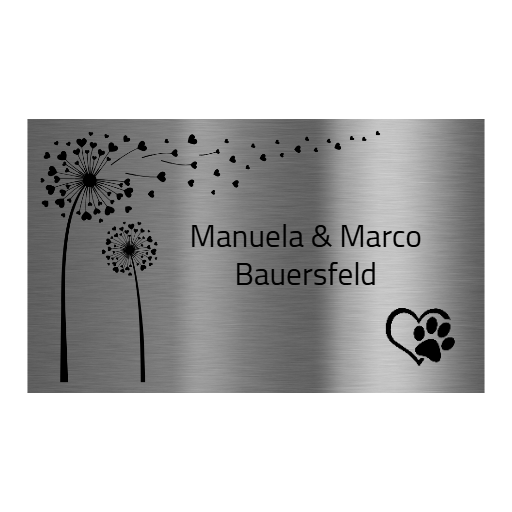 V2A Edelstahlschild in verschiedenen Größen, individuell personalisierbar.