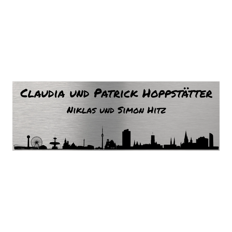 V2A Edelstahlschild in verschiedenen Größen, individuell personalisierbar.