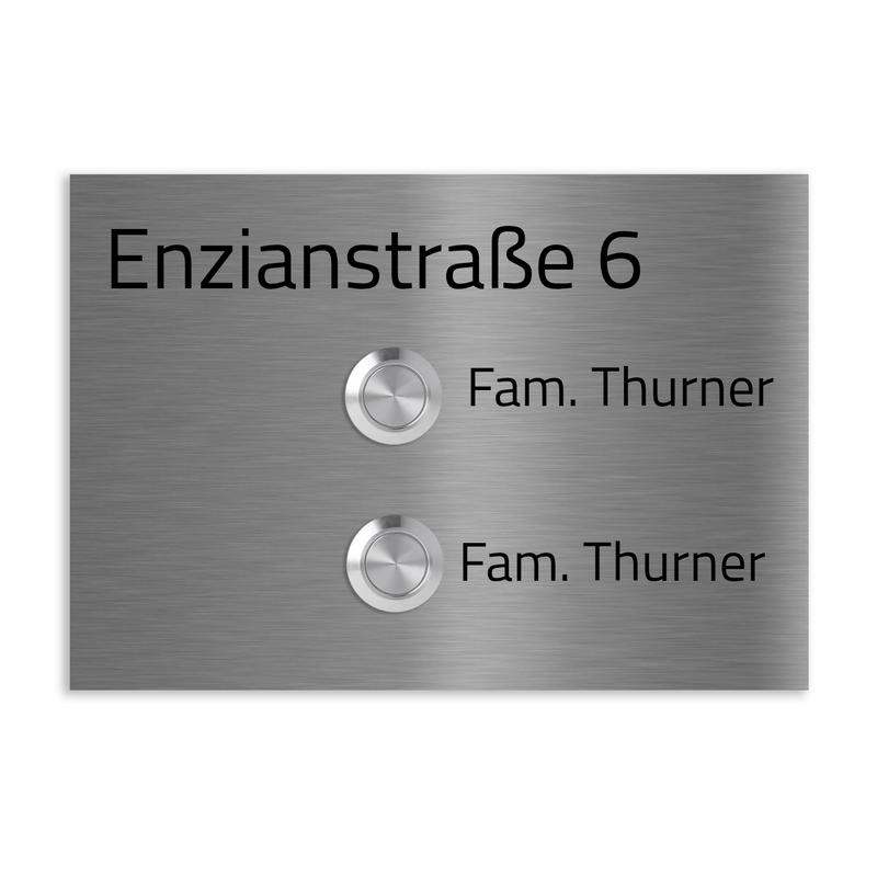 Lübeck 17 x 12 cm Edelstahl (V2A) Türklingel für Zweifamilienhäuser - mit Gravur - Anthrazit / Weiß pulverbeschichtet - LED - Aufputz / Unterputz
