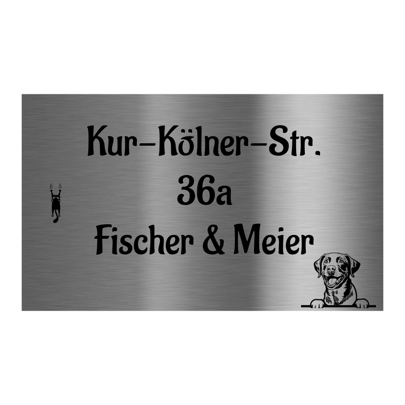 V2A Edelstahlschild in verschiedenen Größen, individuell personalisierbar.