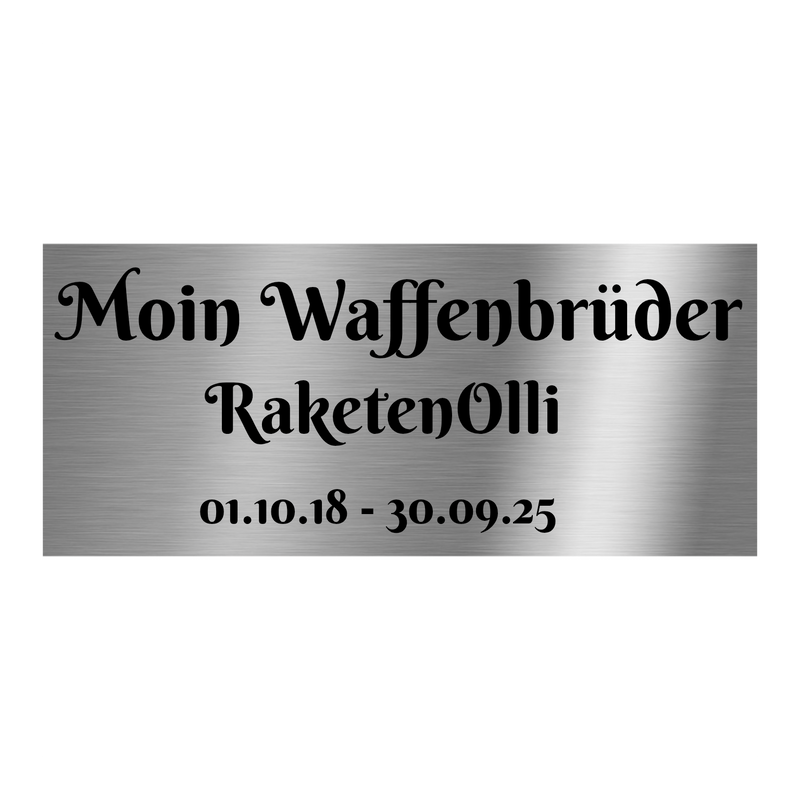 V2A Edelstahlschild in verschiedenen Größen, individuell personalisierbar.