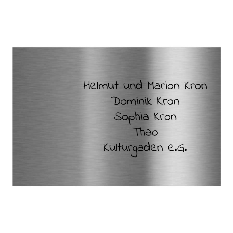 V2A Edelstahlschild in verschiedenen Größen, individuell personalisierbar.