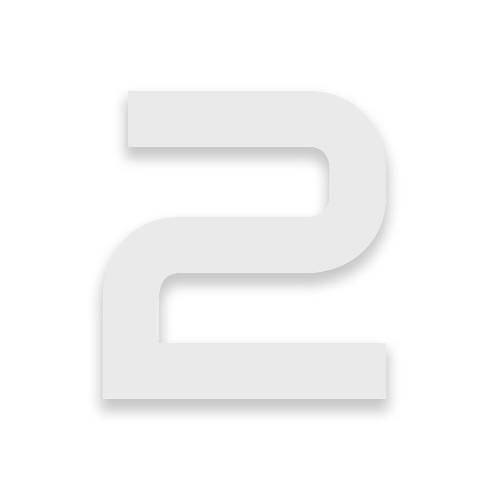 Weiß pulverbeschichtete Hausnummern Ziffern und Buchstaben in verschiedenen Höhen wählbar Schrift AUDIOWIDE aus Edelstahl V2A