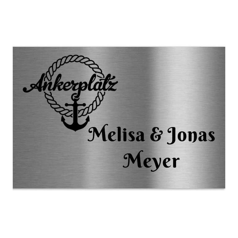 V2A Edelstahlschild in verschiedenen Größen, individuell personalisierbar.
