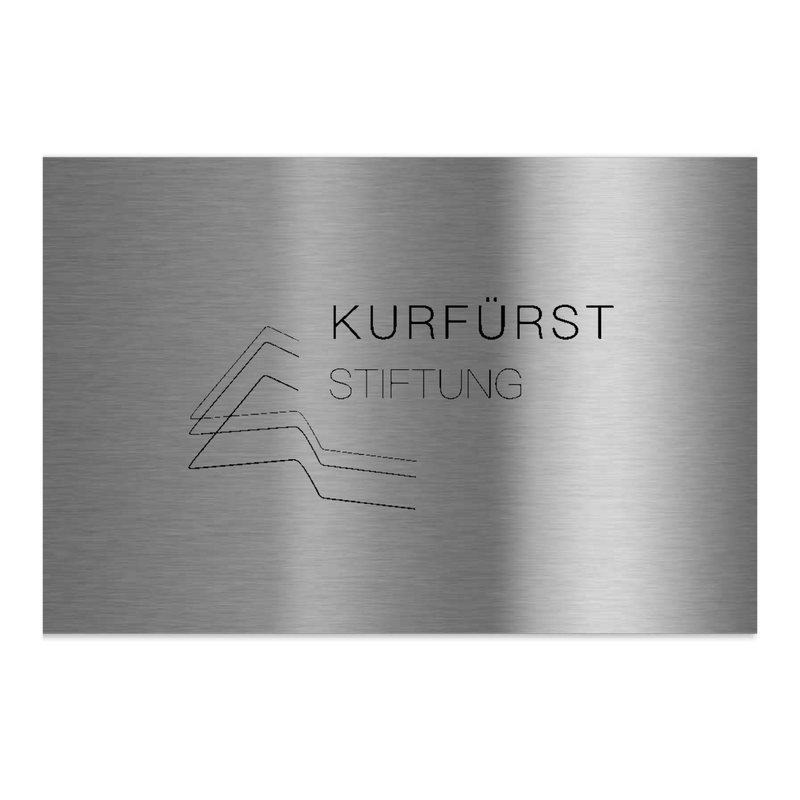 V2A Edelstahlschild in verschiedenen Größen, individuell personalisierbar.