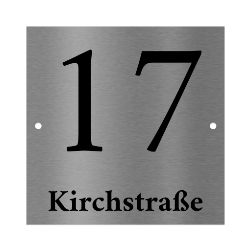 Edelstahl Hausnummernschild graviert 10×10 cm, 15×15 cm oder 20×20 cm