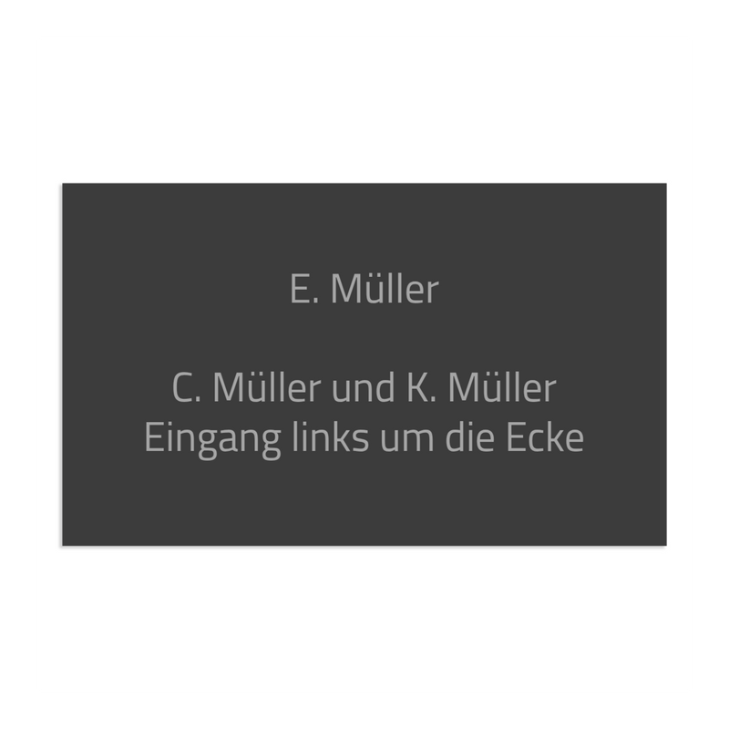 Farbige Edelstahlschilder in verschiedenen Größen. Individuell personalisierbar 40 Schriftarten über 200 Motive.