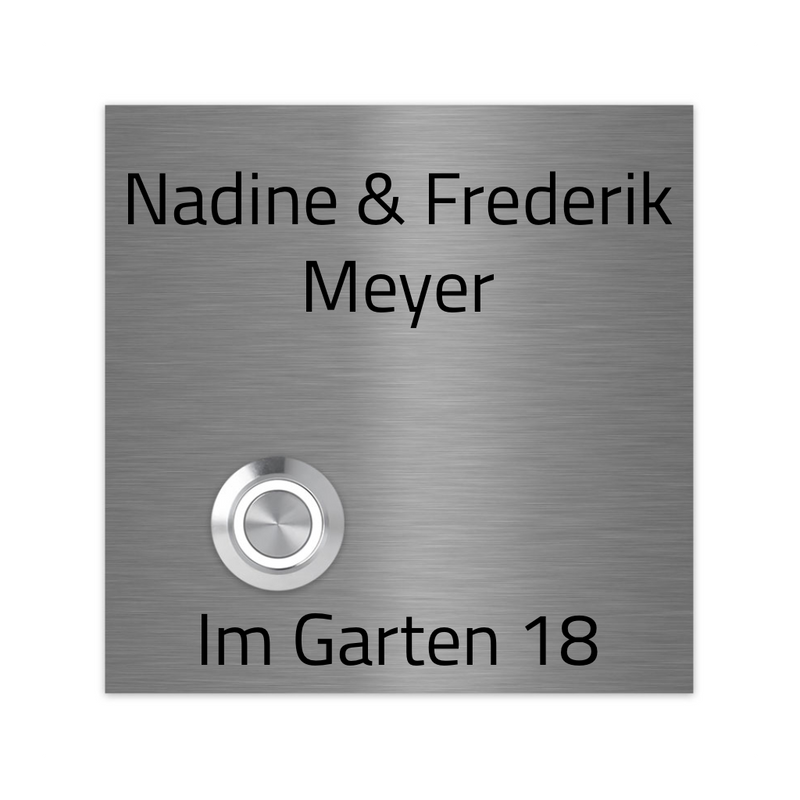 Lünen Premium Türklingel 10x10cm - V2A Edelstahl mit LED & Gravur - Anthrazit/Gebürstet