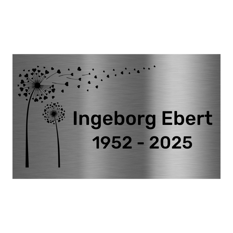 V2A Edelstahlschild in verschiedenen Größen, individuell personalisierbar.