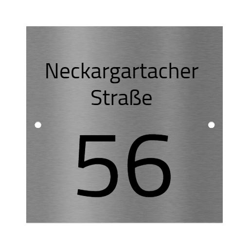 Edelstahl Hausnummernschild graviert 10×10 cm, 15×15 cm oder 20×20 cm