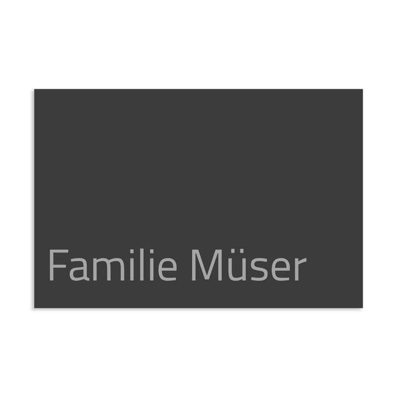 Farbige Edelstahlschilder in verschiedenen Größen. Individuell personalisierbar 40 Schriftarten über 200 Motive.