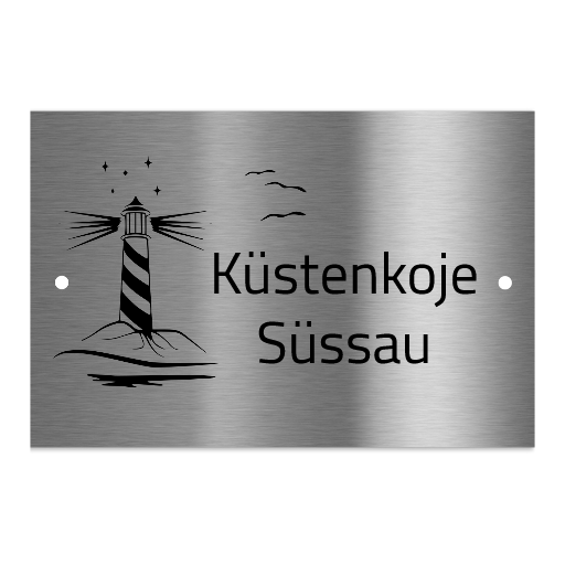 V2A Edelstahlschild in verschiedenen Größen, individuell personalisierbar.