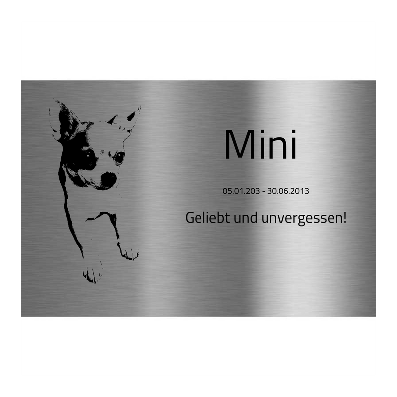 V2A Edelstahlschild in verschiedenen Größen, individuell personalisierbar.