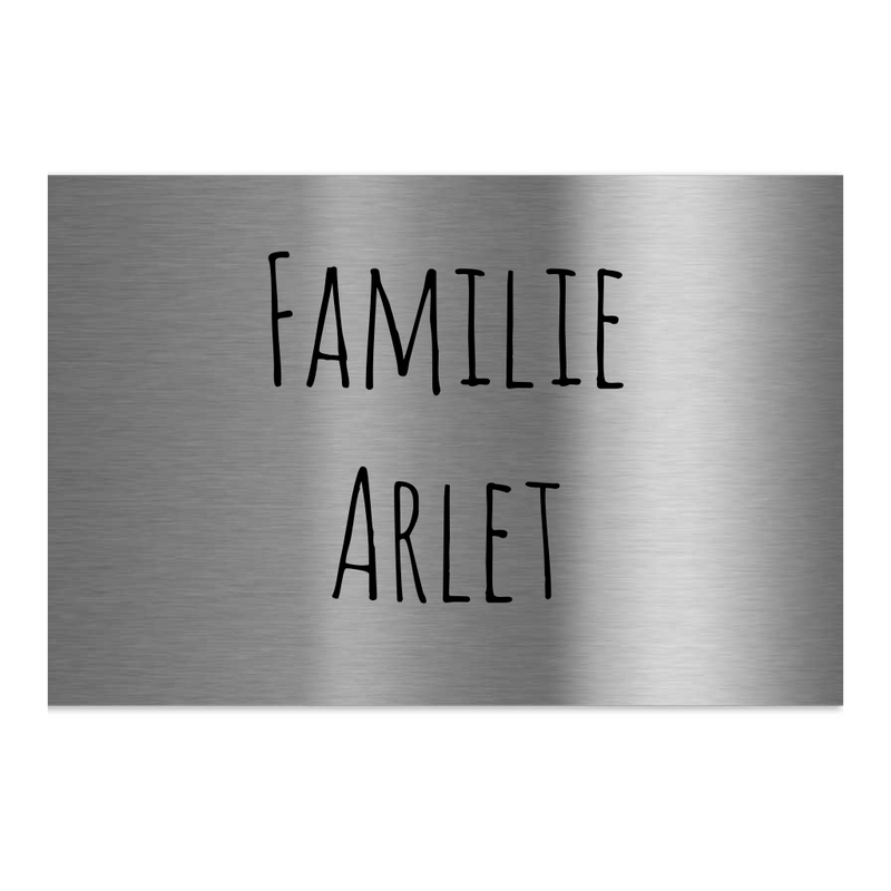 V2A Edelstahlschild in verschiedenen Größen, individuell personalisierbar.