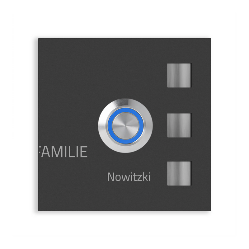 V2A Edelstahl Türklingel Köln 7x7cm LED - Gravur/UV-Druck - Anthrazit/Weiß