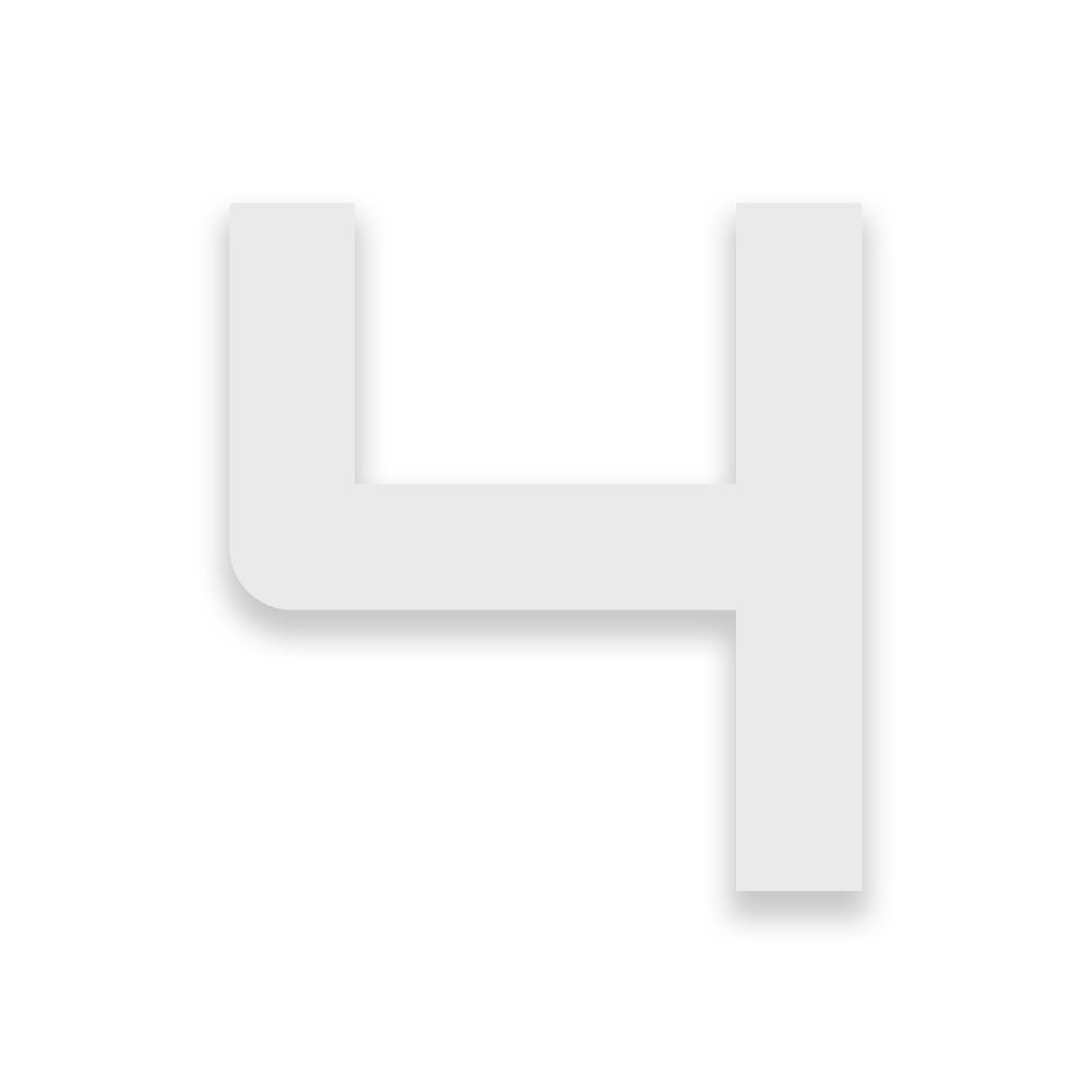 Weiß pulverbeschichtete Hausnummern Ziffern und Buchstaben in verschiedenen Höhen wählbar Schrift AUDIOWIDE aus Edelstahl V2A