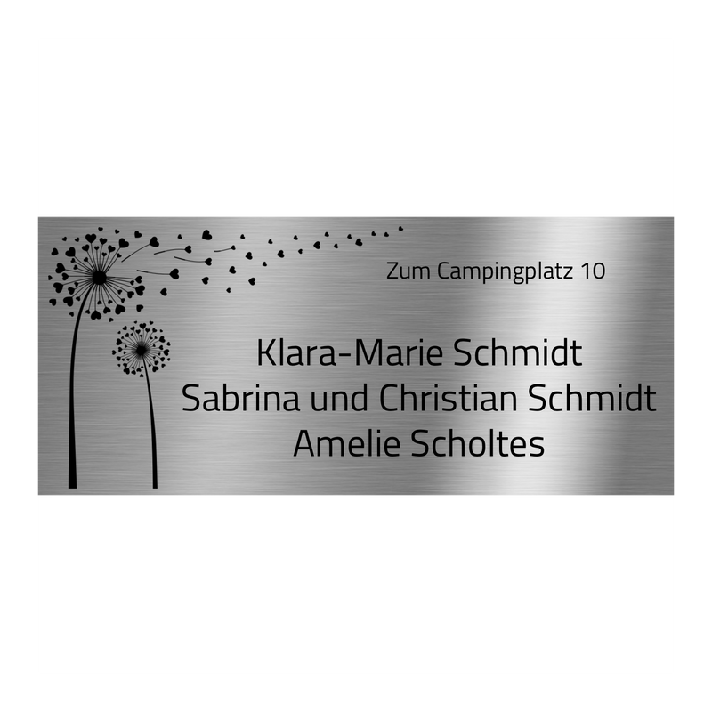 V2A Edelstahlschild in verschiedenen Größen, individuell personalisierbar.
