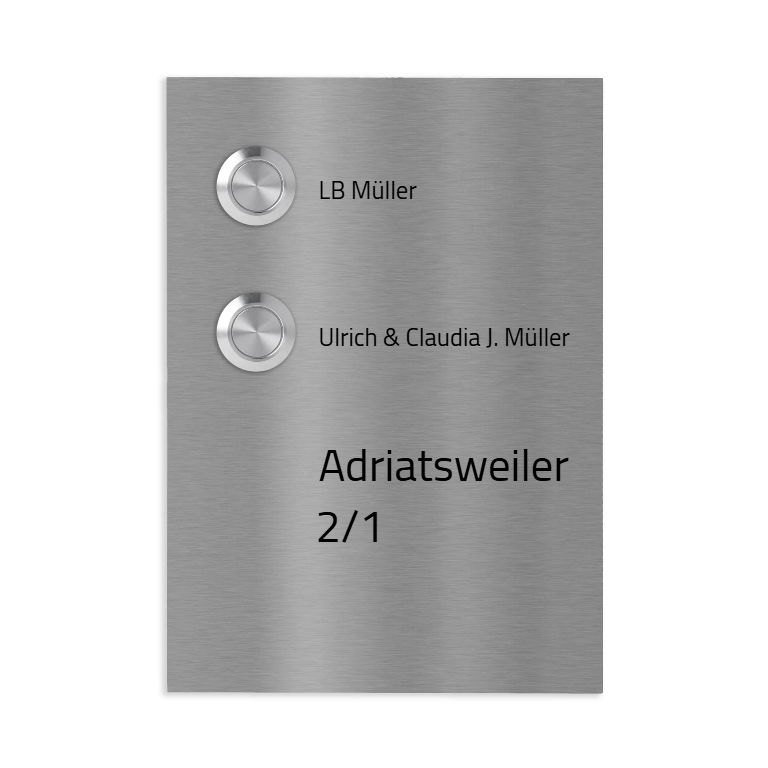 Kiel 12 x 17 cm Edelstahl (V2A) Türklingel - für Zweifamilienhäuser - mit Gravur - Anthrazit oder Weiß  - LED - Aufputz / Unterputz