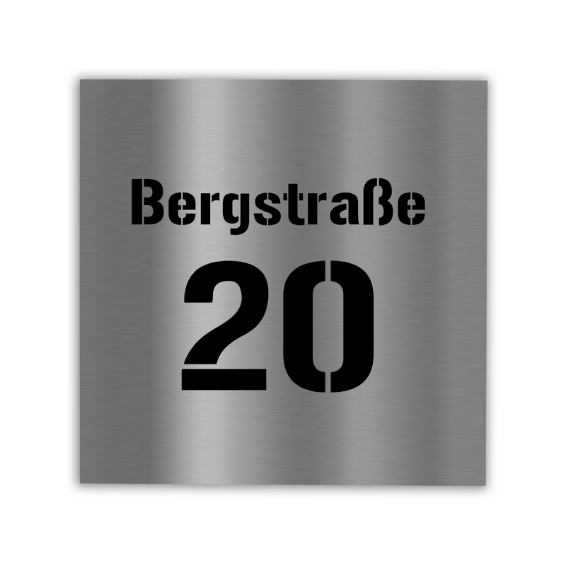 Edelstahl / Acryl Hausnummernschild 25×25 cm Hausnummer ausgelasert