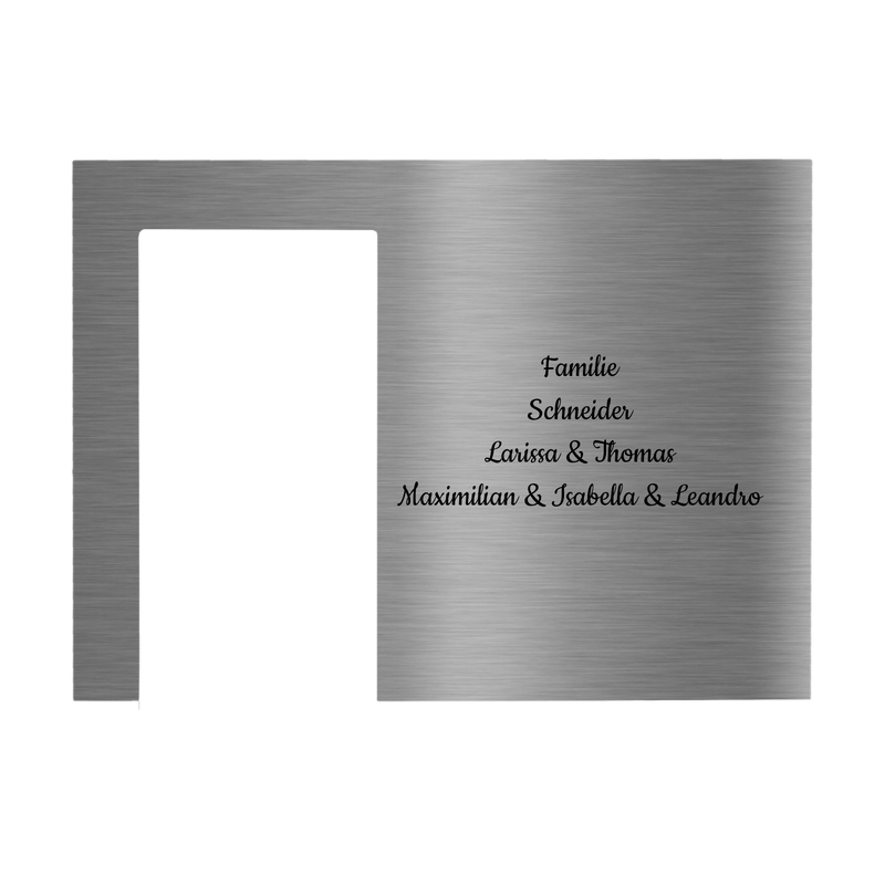Dekorschild für "Ring Akku-Videotürklingel, Akku-Videotürklingel Plus und Akku-Videotürklingel Pro" aus V2A Edelstahl - 200 x 145 mm oder bei Gravur oben 100 X 200 mm- Weiß / Anthrazit pulverbeschichtet oder Edelstahl gebürstet