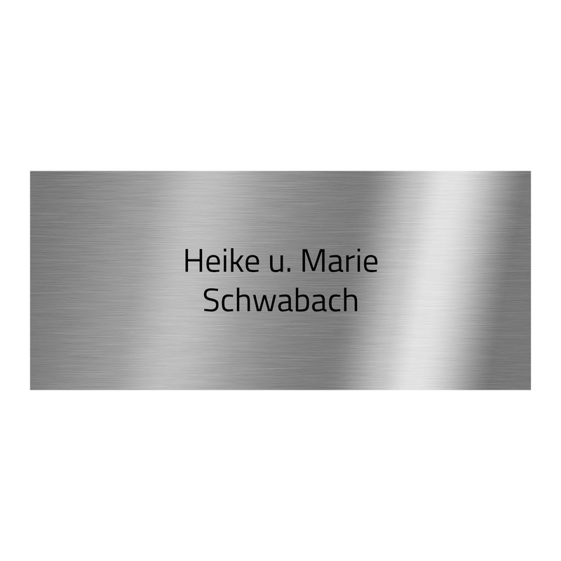 V2A Edelstahlschild in verschiedenen Größen, individuell personalisierbar.